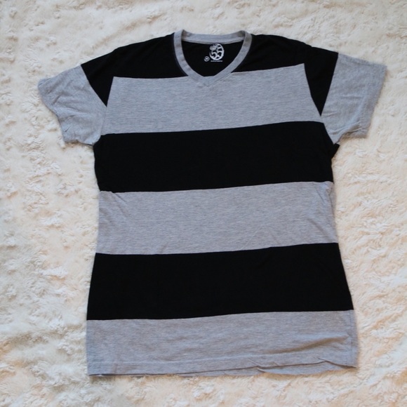 Division 55 Black/Gray Short Sleeved V-Neck Tee M - Picture 1 of 2